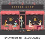 Coffee Shop Scene Of People...