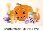 background with pumpkin ... | Shutterstock .eps vector #313911590