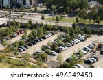 Aerial View Of A Large Parking...