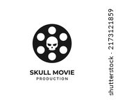 movie film reel with skull... | Shutterstock .eps vector #2173121859