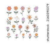 retro hand drawn flowers. cute... | Shutterstock .eps vector #2160390379