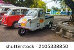 Small photo of Surakarta Indonesia November 13 2021 a Daihatsu Midget 3 wheels or know as Bemo on the parking lot