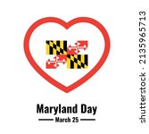Maryland Flag Vector and Heart Icon, Maryland Day Design Concept, perfect for social media post templates, posters, greeting cards, banners, backgrounds, brochures. Vector Illustration