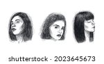 pencil portraits of women.... | Shutterstock .eps vector #2023645673