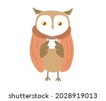   a cute owl is drinking tea. a ... | Shutterstock .eps vector #2028919013