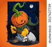 scary halloween pumpkin... | Shutterstock .eps vector #2017627739