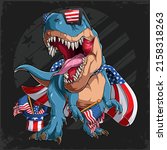 blue t rex dinosaur roaring... | Shutterstock .eps vector #2158318263