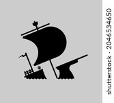 Sunken Ship Icon Sign. Symbol...