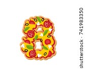 number 8 pizza font. italian... | Shutterstock . vector #741983350