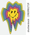 70s retro groovy melting smiley ... | Shutterstock .eps vector #1983981719