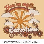 70s retro groovy sun daisy... | Shutterstock .eps vector #2107174673