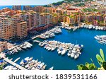 View of Marina with docked boats in Monaco City, Monaco