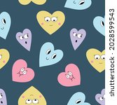 hand drawn cute hearts with... | Shutterstock .eps vector #2028599543