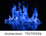 Beautiful Fire Blue Flames On A ...