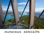 View from observation tower Pyramidenkogel To Lake Woerth,Carinthia,Austria