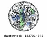 floral zentangl round  ... | Shutterstock . vector #1837014946