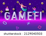 metaverse  game finance... | Shutterstock .eps vector #2129040503