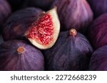 Fresh slice of fig lying on a...