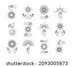 line hands with suns. esoteric... | Shutterstock .eps vector #2093005873