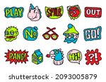 abstract sticker. cartoon... | Shutterstock .eps vector #2093005879