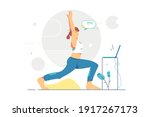 woman doing morning yoga in... | Shutterstock .eps vector #1917267173