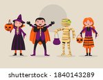 set of cute halloween kid... | Shutterstock .eps vector #1840143289
