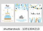 happy birthday cards set in... | Shutterstock .eps vector #1351304213