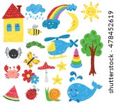 children drawings set. colorful ... | Shutterstock .eps vector #478452619