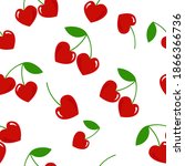ornament with cherry hearts... | Shutterstock .eps vector #1866366736