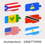 Set Of World Flags In Grunge...