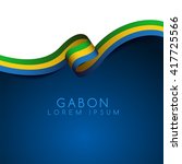 Gabon Flag Ribbon   Vector...