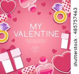 valentine's day elements   ... | Shutterstock .eps vector #485757463