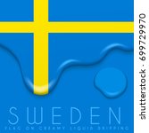Sweden Flag On Creamy Liquid...