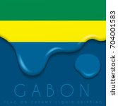 Gabon Flag On Creamy Liquid...