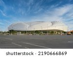 Small photo of DOHA, QATAR - AUGUST 14, 2022: Al Janoub Stadium in Al Wakrah is the second among the eight stadiums for the 2022 FIFA World Cup in Qatar, after the renovation of Khalifa International Stadium.
