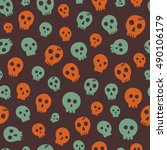 seamless halloween pattern.... | Shutterstock .eps vector #490106179