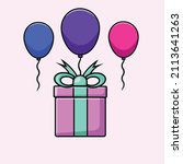 birthday gift box with balloon... | Shutterstock .eps vector #2113641263