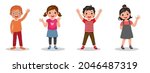 cute happy kids raising and ... | Shutterstock .eps vector #2046487319