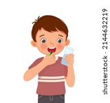 cute little boy taking medicine ... | Shutterstock .eps vector #2144632219