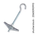 Small photo of Toggle bolt and wing nut for hanging heavy items. Bolts are made of zinc plated steel. Eyelet screw. Galvanized metal cavity dowel. Universal metal anchors.