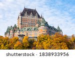 The Frontenac Castle (Fairmount Hotel) in the old Quebec city (Canada) with autumn colors.