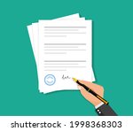 contract papers signing. hand... | Shutterstock .eps vector #1998368303