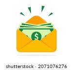 opened envelope with cash money.... | Shutterstock .eps vector #2071076276