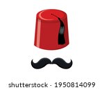 red turkish hat fez and black... | Shutterstock .eps vector #1950814099