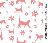 silhouette pink cats pattern... | Shutterstock .eps vector #2107210169