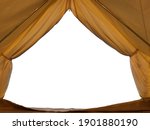 View from inside the camping tent, isolated on the white background