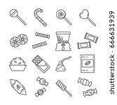 set of candy related vector... | Shutterstock .eps vector #666631939