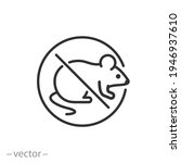 no rats, control or anti pest, mouse icon, mice prohibition, deratization rodent, exterminate or ban, thin line symbol on white background - editable stroke vector illustration eps10