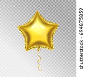 3d golden balloon  star shape ... | Shutterstock .eps vector #694875859