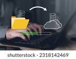Data transfer through cloud technology Exchange data with modern internet technology that is fast and secure Internal document backup on online databases,Transfer files data system relocation concept